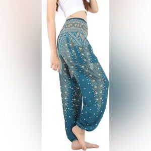 Boho Pants - Women's Harem Yoga Pants, Size XL, Loosen Up Green